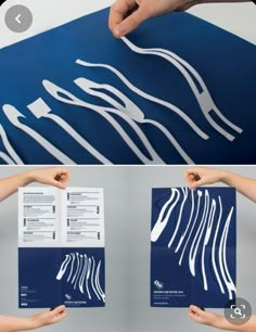 two pictures showing the process of cutting paper