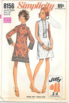 two women in dresses and sandals on the cover of an old sewing pattern for simplicity