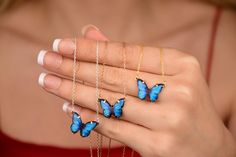 "925 Sterling Silver Butterfly Necklace in Blue Colour, Personalized Jewelry, Personalized Gift, Personalized Necklace, Butterfly Necklace HOW TO ORDER DO NOT FORGET ! PLEASE WRITE YOUR PHONE NUMBER FOR THE CARGO COMPANY TO CONTACT YOU ✔ Choose color of necklace. ✔ Choose necklace length from 13\" to 24\". ✔ Finish your payment and complete your order. ✔ You can always contact with me by the purchases and reviews section and contact the shop button. ✔ That's it. Enjoy the life! NECKLACE ON THE P Silver Butterfly Necklace, Necklace Butterfly, Necklace Mom, Jewelry Personalized, Silver Butterfly, Mom Necklace, Necklace Long, Butterfly Necklace, Christmas Gifts For Mom