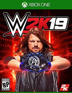 the cover for wwe 2k19, featuring a man with long hair and leather gloves