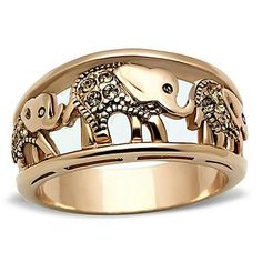 Unisex Designer Elephant Ring from the Ginger Lyne Collection. Clear Quality Crystals. Ring is 5.60g Total Weight. This is part of the Ginger Lyne Collection. Rose Gold Plated over Copper Size: one size.  Gender: female.  Age Group: adult. Hollow Ring, Elephant Ring, Elephant Jewelry, Lucky Elephant, Gold Elephant, Gold Armband, Tiffany Jewelry, An Elephant, Charm Rings