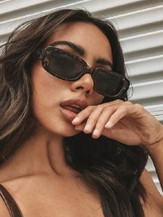 Casual,elegante Collar  PC   Embellished Osmium Ring, Oversized Fashion, Plastic Sunglasses, Wearing Sunglasses, Trendy Sunglasses, Rectangular Sunglasses, Rectangle Sunglasses, Men Vintage