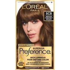 Preference’s Superior Fade-Defying Color & Shine system creates luminous, lit-from-within color, with natural-looking highs & lows, and beautiful gray coverage. With up to 8 weeks of fade-defying color, rich, long-lasting color shines from every strand and resists fading or turning brassy week after week. The kit also includes a color protective Color and Shine Conditioner formulated with Golden Camelina Oil, Anti-Oxidant Vitamin E and UV filter to help keep first day color vibrancy and silky, r Loreal Paris Hair Color, Camelina Oil, Medium Chestnut Brown, Clairol Natural, Gel Hair, Covering Gray Hair, Red To Blonde, Champagne Blonde, Gray Coverage