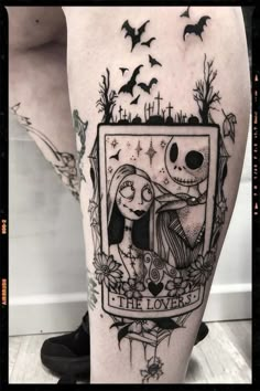 The Lovers Jack And Sally Tattoo, Tarot Card Tattoo Ideas, Card Tattoo Ideas, Aura Tattoos, Tattoo Nightmares, Lovers Tarot Card