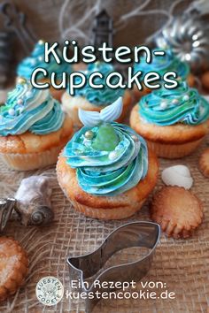 Die schmecken nach me(e)hr: Küsten-Cupcakes mit #Swiss #Meringue Buttercreme #Äpfeln, #Rum und #Meersalz. Nautical Food, Scones, Cupcake Cookies, Cake Pops, Muffins, Cake