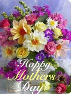 happy mother's day card with colorful flowers