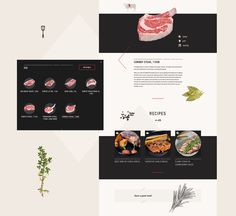 the website is designed to look like it has meat and vegetables on top of it