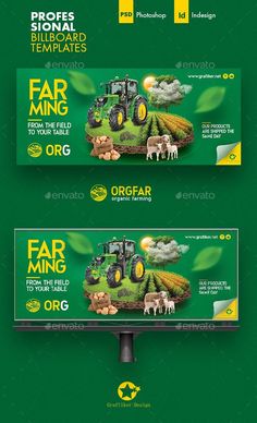 Organic Farming Billboard Templates Agriculture Banner Design, Agriculture Design Graphics, Billboard Design Inspiration, Typography Ads, Outdoor Advertising Billboard, Agriculture Design, Billboard Advertising, Facebook Cover Design, Illustrator Design Tutorial