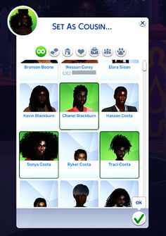 an image of a group of people with different hair styles on their face and the text set as couisin