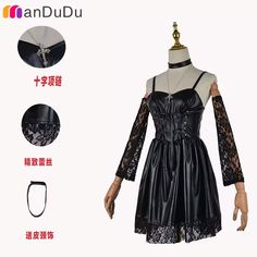 Game Death Note Misa Amane Cosplay Costume Role Play Comic Con Dress Hallowmas Party Wigs Animation Misa Amane Cosplay, Misa Amane, Fancy Dress Up, Set Outfits, Costume Outfits, Role Play, Halloween Dress, Costume Dress, Girl Costumes