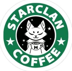 the starclam coffee logo is shown in green and white with stars around it