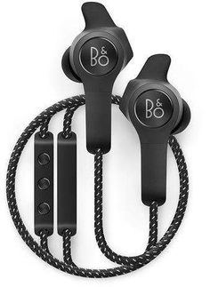 three earphones are connected to each other with black cords and the words b & o written on them