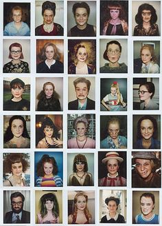 many different pictures of women with glasses and hair