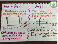 a piece of paper that has information about perimeters and the distance around them on it