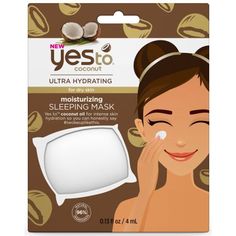 Yes To Coconut Moisturizing Sleeping Mask, Single Use Yes to intense skin hydration.while you sleep so you can honestly say #iwokeuplikethis. At Yes To we say Yes To innovative, natural, fun and efficacious beauty solutions from head to toe, free of the nasties and filled with the goodies. All of our products are free of toxic ingredients and contain at least 95% natural ingredients, are free of parabens, never tested on animals and made with recyclable materials. Visit our website at yesto.com Sleeping Face Mask, Coconut Oil Facial, Overnight Face Mask, Coconut Oil For Acne, Sleeping Mask, Oils For Skin, Combination Skin, Simple Skincare, Sleep Mask