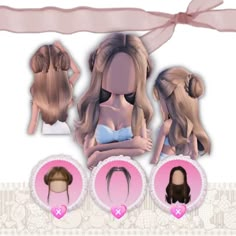 three different types of wigs for women with long hair and no bra top on