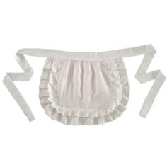 a white blouse with ruffles on the bottom and straps at the waistline