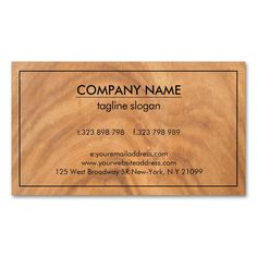 a wooden business card with the name tagline slogan