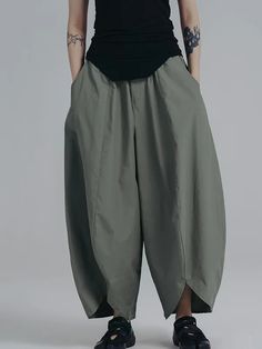 Simple Loose Elasticity Waist Wide Leg Solid Color Pants Sarouel Pants, Japanese Pants, Plain Pants, Balloon Pants, Color Pants, Solid Color Pants, New Pant, Wide Pants, Pants Color