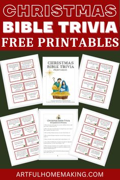 christmas bible trivia printables for kids to help them learn how to read