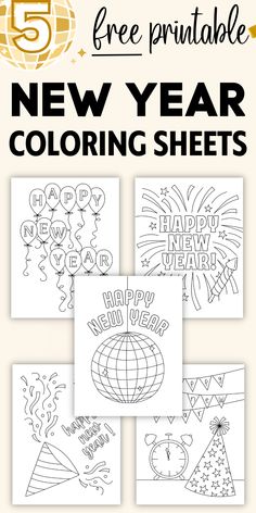 Looking for a simple activity idea to do on New Year’s Eve? These free New Year’s coloring pages are low-prep, low-mess and perfect for kids of all ages. Grab these 5 unique designs that are totally free to download and print them out at home! If you've been looking for free printable New Year's activities for your kids, you'll love these free coloring sheets.

new year coloring pages | free printable | kids | happy new year | preschool | 2024 | 2025 | 2026 | coloring sheets | for kids | for adults