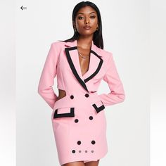 Pink And Black Cut Out Blazer Dress - Worn Once And Dry Cleaned. Island Dresses, Dress Cuts, Blazer Dress, Pink And Black, Wearing Dress, River Island, Cut Out, Black Pink, Blazer