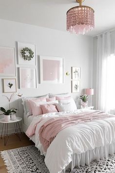 Discover modern white bedroom ideas with a pop of pink! This bedroom features a chic white bedroom set, soft pink bedroom touches, and a stylish grown-up pink bedroom decor. Learn how to decorate a white bedroom with pink accents and get inspired by these elegant pink bedroom ideas. #whitebedroomset #pinkbedroom #bedroomdecor #pinkbedroomideas #whitebedroomideas Light Pink Bedrooms, Pink Bedroom Decor, Pink Room Decor, Pink Bedrooms, Woman Bedroom, Redecorate Bedroom, Teen Bedroom Decor, Room Design Bedroom