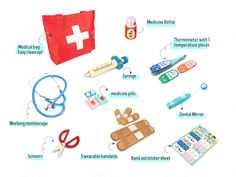 the contents of a medical kit are shown in this graphic above it's description