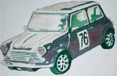 a drawing of a car with numbers painted on it