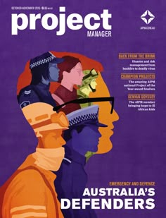 the front cover of project manager magazine, featuring an image of two men and one woman