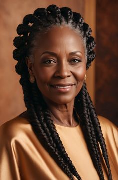 Default A stunning portrait of a mature woman captured in vibr 3 Single Braids Hairstyles, Classic Braids, Braids For Women, Latest Hair Braids, Goddess Faux Locs, Crown Braids, Braided Buns, Natural Hair Twist Out