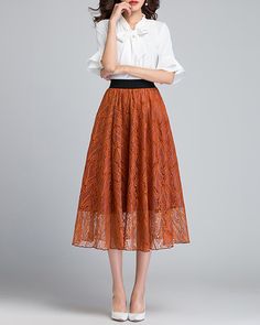 * A midi skirt with elastic waist. * Made of quality lace fabric and soft lining. * Can custom make waist size and skirt length. * Material: 90% polyester, 10% spandex * Size: True to US size, US 0-US 20 are available, you can let us know your usual size and height in your order. * Shipping: Free shipping Processing time : 5-7 Business days Delivery time : 7-20 Business days Tracking number available If you need rush order or expedited shipping, please let us know, thanks. Lace Patchwork Maxi Skirt, Elegant Tiered Lace Maxi Skirt, Spring Flowy Lace Patchwork Skirt, Spring Flowy Skirt With Lace Patchwork, Lace Midi Skirt With Lining, Flowy Lace Maxi Skirt With Flared Design, Long Skirt With Lace Patchwork, Elegant Long Skirt With Lace Patchwork, Chic Tiered Lace Skirt