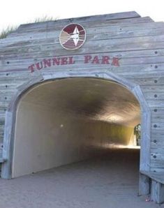 the tunnel park entrance is made out of wood