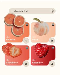 an image of fruits that are labeled in the english language with their names and pictures