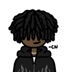 a drawing of a person with dreadlocks wearing a black jacket