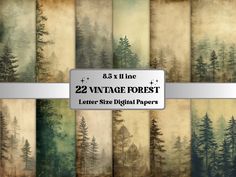 the digital paper is set up with trees and fogs on them, which are also available