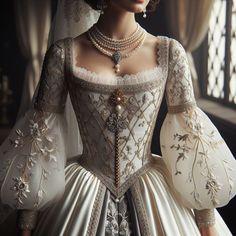 Tudor Wedding Dress, Targaryen Wedding Dress, 18th Century Dresses, Gaun Abad Pertengahan, Tudor Fashion, Royalty Dress, Fairytale Gown, Queen Outfit, Modest Dresses Casual