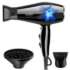 CONFU Professional Salon Hair Dryer When it comes to heat styling tools, its a good idea to choose ceramic material. The heat created through ceramic is able to penetrate the hair shaft while maintaining the hydration in your tresses. Ceramic also heats up quickly and distributes heat evenly, so you can expose your locks to heat for a shorter amount of time. Better yet, reach for a ceramic hair dryer that includes Tourmaline, which gives your hair an extra shot of negative ions that can lead to Salon Hair Dryer, Heat Styling, Ceramic Hair, Hairdos For Short Hair, Hair Dryers, Salon Hair, Heat Styling Products, Smooth Hair, Styling Tools