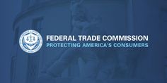 the logo for federal trade commission protecting america's consumer protection program, with an image of a statue in front of a building