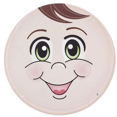 a close up of a frisbee with a face on it