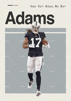 Davante Adams poster featuring a mid century modern design style. The high-quality print showcases a beautiful digital drawing of Davante Adams. Perfect for any Las Vegas Raiders fan looking to add some flair to their living space. Davante Adams, Raiders Fans, Contemporary Mid Century, Football Poster, Las Vegas Raiders, Football Player, Die Hard