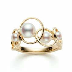 Pearl Ring Design, Golden Accessories, Classic Jewelry Pieces, Golden Rings, M Jewelry, Pearl Love, Pearl Jewelry Design, Gold Pearl Ring, Metalwork Jewelry