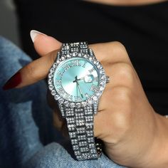 Details: Dial Size: 42mm Material: White Gold plating over stainless steel Stones: CZ Blue Stainless Steel Jewelry With Round Dial, Blue Stainless Steel Round Dial Jewelry, Iced Out Watch, Ice Watch, Online Calendar, Blue Watches, Event Gifts, Diamond Watch, Promotional Gifts