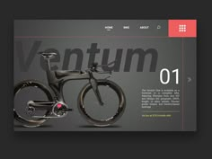 an image of a website page with a bike on the front and back side, as well as information about it