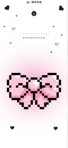 an image of a pixelated pink bow with hearts on it's chest and the words love