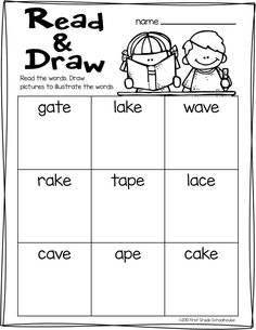 a printable worksheet for reading the words read and draw with pictures to help students