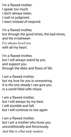 a poem written in black and white with the words i'm a flower mother