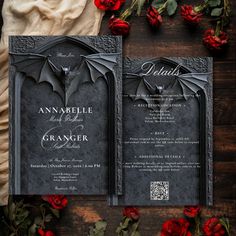 an elegant gothic wedding suite with red roses