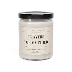 a candle that says prays for my child