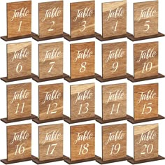 PRICES MAY VARY. What You Will Get: this package comes with 20 pieces table numbers from number 1 to number 20, the quantity is sufficient that can meet your wedding party decorative needs; You can also share them with others Reliable and Long Lasting: these table numbers for wedding reception are made of wood material, reliable and sturdy, will not tear or break easily, the words on them are clearly printed that will not fade easily, you can buy them with confidence Proper Size: each wooden tab Wooden Table Wedding, Card Table Sign, Wooden Table Numbers Wedding, Wood Table Numbers, Table Numbers Wedding Rustic, Rustic Table Numbers, Centerpieces For Tables, Wooden Table Numbers, Restaurant Party